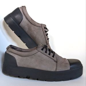 CAMPER Vintar lace up platform suede shoes. Grey leather sneakers SZ 8/9 EU 39